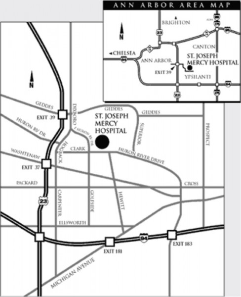 Highway map near Trinity Health Ann Arbor (formerly St. Joseph Mercy Hospital)